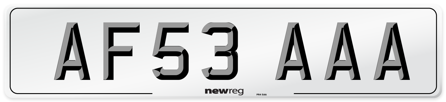 AF53 AAA Number Plate from New Reg